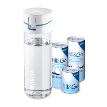 BRITA Fill&Go Waterfilterfles Blauw 0,6 l + 20 Filter Disks – zonder verzendkosten